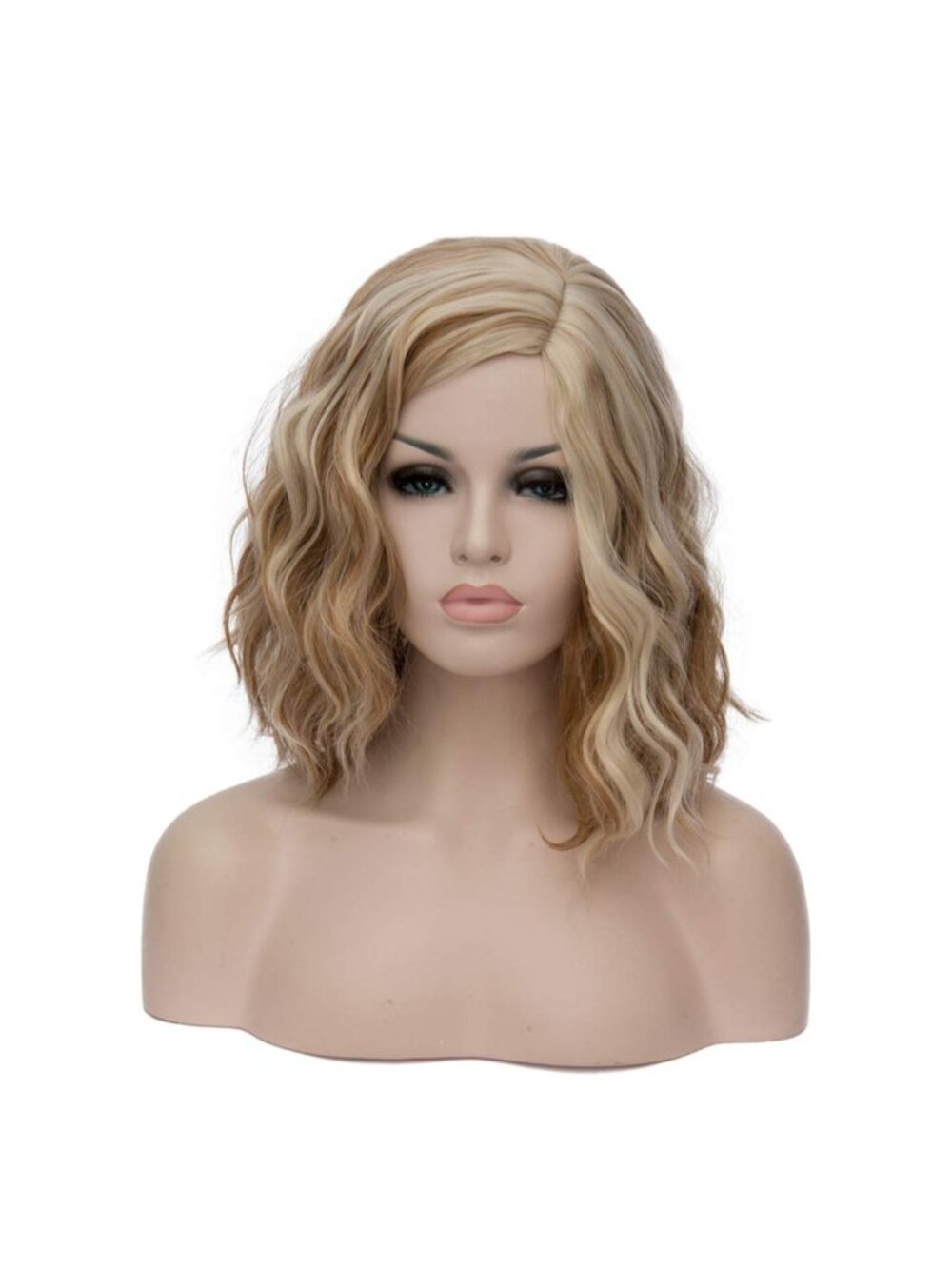 Women Brown Heat Resistant Wavy Curly Cosplay Halloween Bob Party Wig
